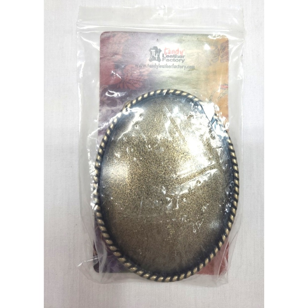 Tandy Leather Factory Blank Antiqued Brass Oval Rope Edge